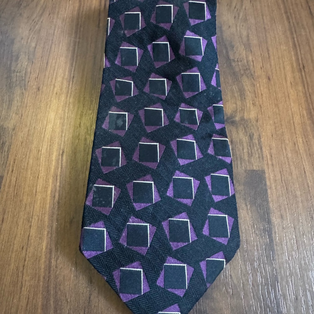 Polo Ralph Lauren Made By Hand 100% Silk Tie Black Purple Made in USA